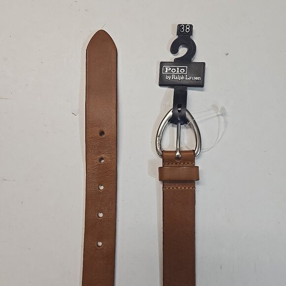 NWT Vintage Polo Ralph Lauren Brown Genuine Leather Belt Mens Size 38 England - Picture 1 of 5